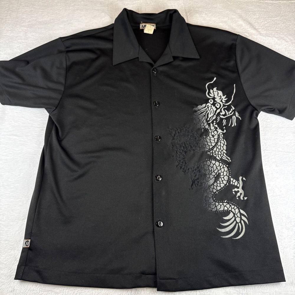 Vintage 90's‎ YMLA Polyester Dragon Club Rave Shirt Y2K Men Medium